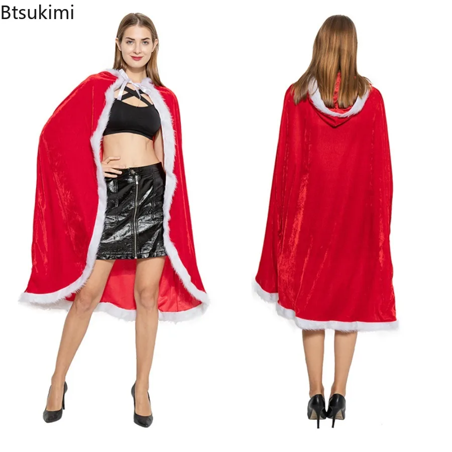 

Carnival Party Drees Up Hooded Long Cloak Christmas Cosplay Costumes Santa Claus Shawl Cloak Adult Kids Stage Performance Outfit
