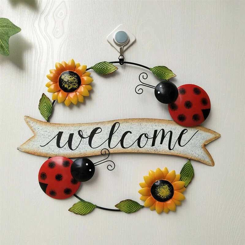 High Quality Metal Wall Art Bumble Bee Ladybird Ornament Outdoor Garden Wall Fence Pastoral Creative Living Room Wall Decoration