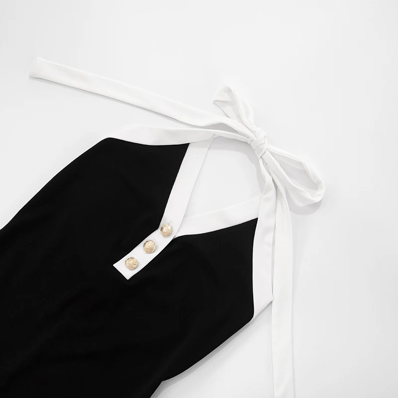 CUTENOVA المرأة اللون الاصطدام رابطة عنق على شكل حرف v عارية الذراعين زر الزخرفية Playsuits مثير موضة الاتجاه سليم الشارع الشهير بلايسوت