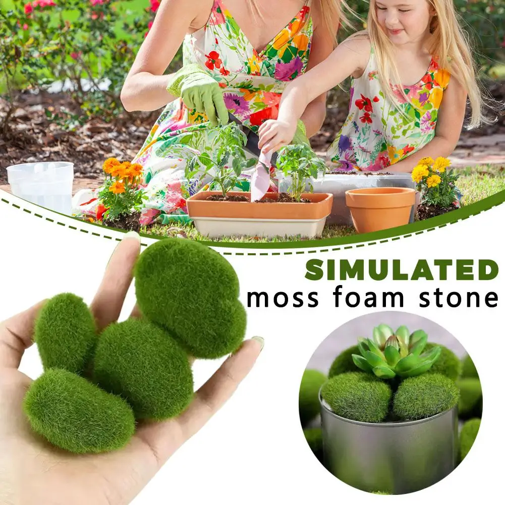10pcs Simulated Moss Stones Foam Miniature Scenery DIY Ornament Artificial Decor Realistic Lightweight Bonsai Fairy Garden Tools