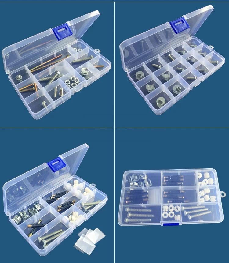 Komponenten organizer 15 Grids Transparent Kunststoff Lagerung Organizer Fach Einstellbare Container Box Für Schmuck Taste Rechteck Box Fall – Detail 7