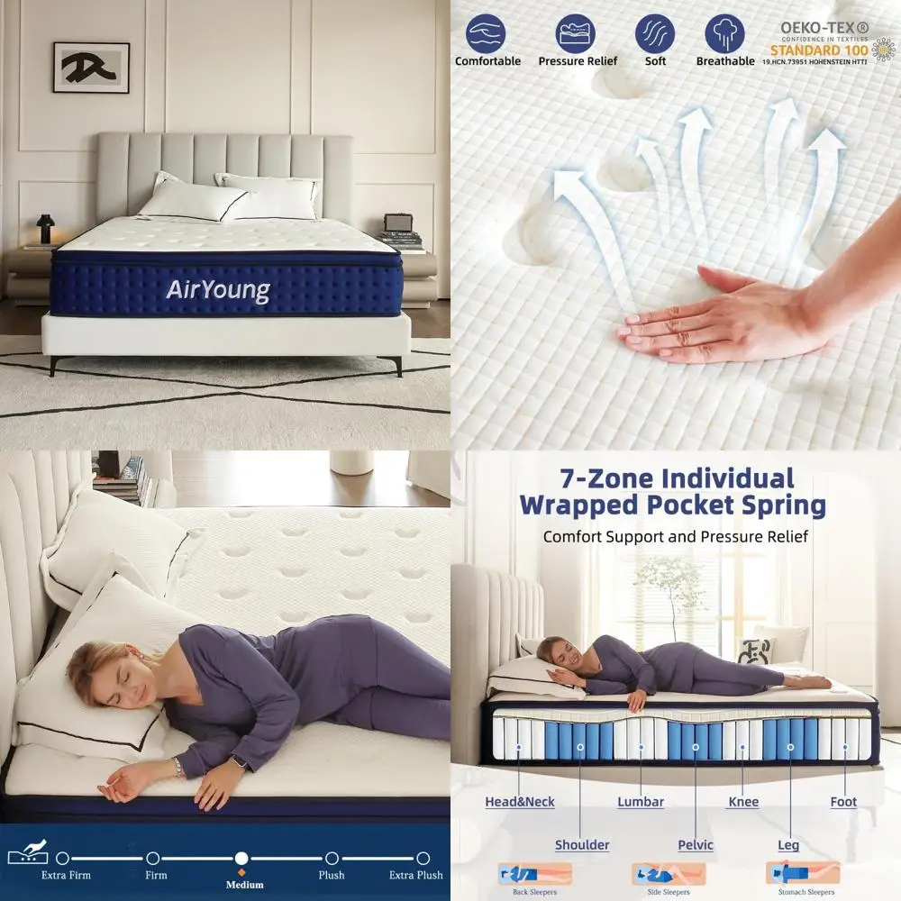 Hybrid Gel Memory Foam Mattress with Pocketed Coils - 12 Inch Full Size Bed Mattress for Comfortable Sleep
