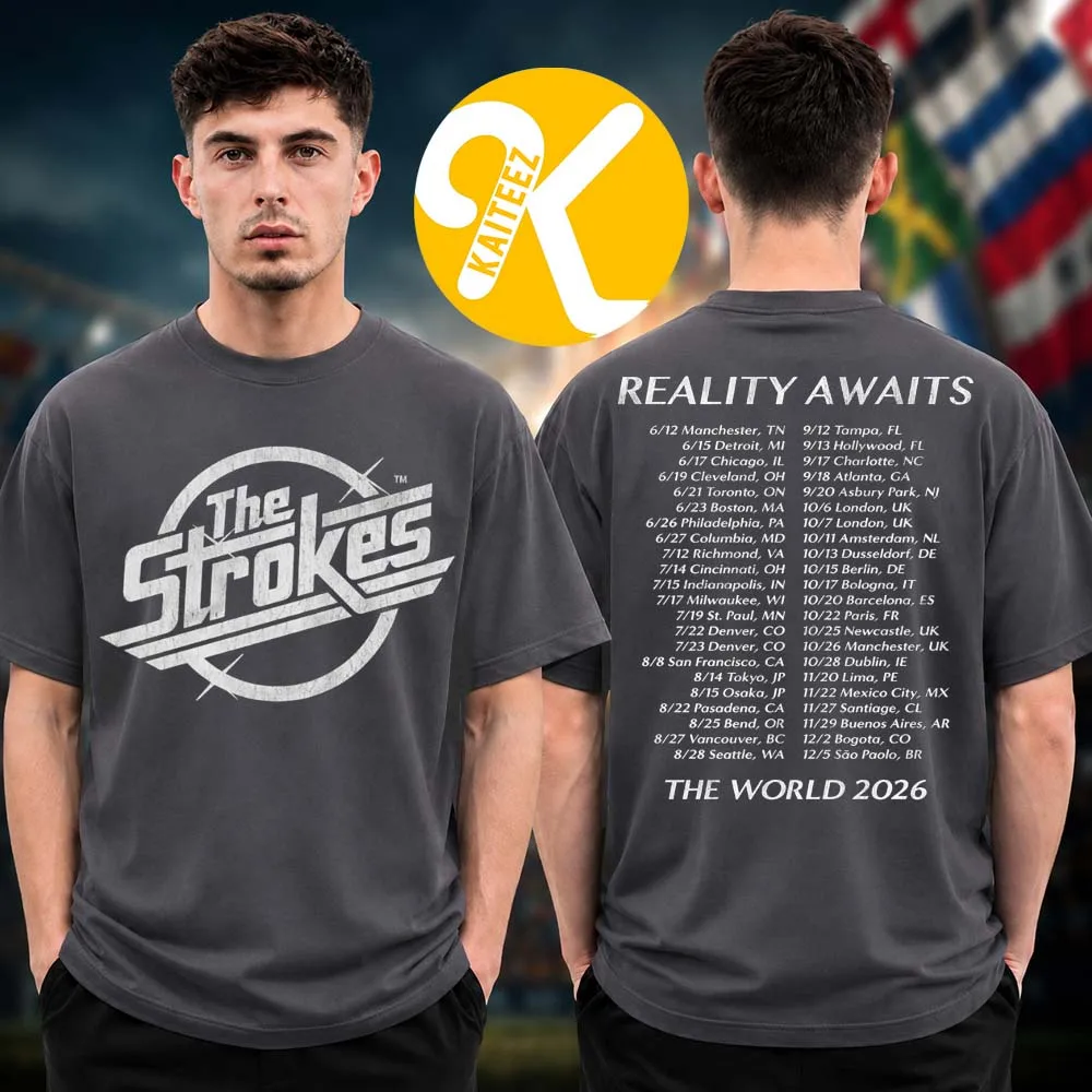 The Strokes 2026 Merch Reality Awaits Tour Schedule, Unisex Comfortable and Breathable T-shirt with Double-sided Design