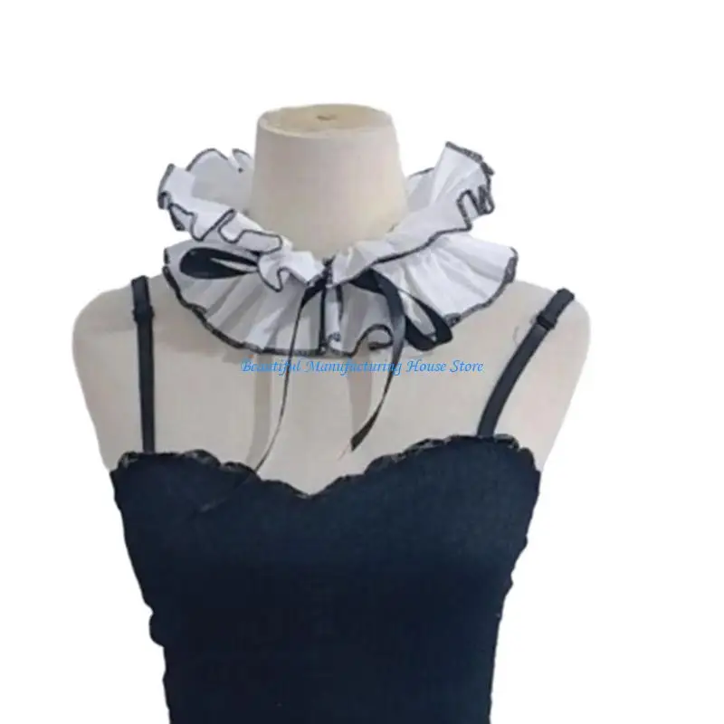 E56A Women Ruffle False Collar Detachable Collar Decorative Neck Wrap for Party Wear
