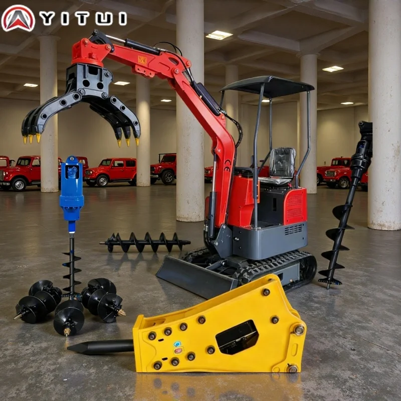 

Компактный мини-гусеничный экскаватор емкостью 1,2 тонны, экскаватор 3-в-1 с гидравлическим пальцем для универсальных работ по индивидуальному заказу