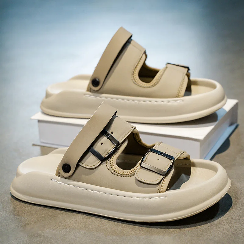 

Летние мужские сандалии с открытыми пальцами, противоскользящие, износостойкие, с мягкой подошвой, дышащие пляжные туфли, модные шлепанцы босоногая обувь босоногая обувь мужская шлепанцы мужские сандали мужские ботинки