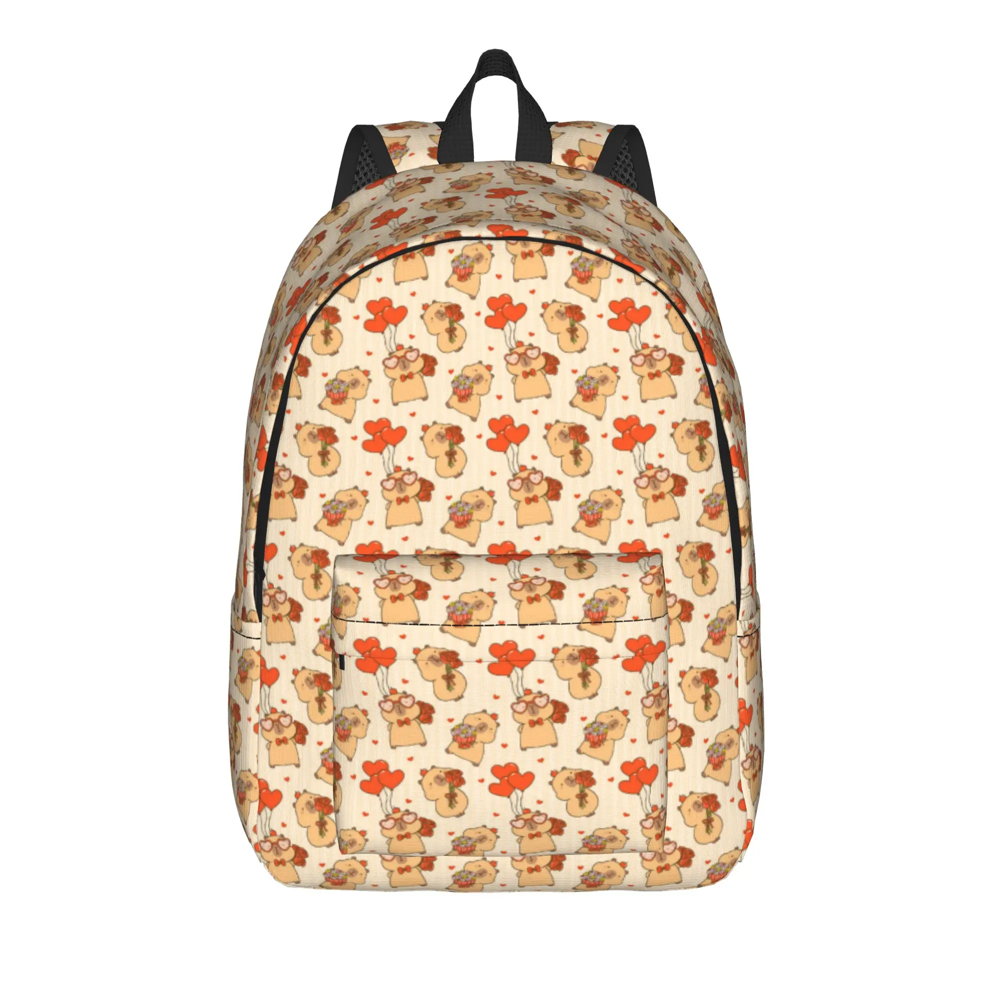 Cute Kawaii Valentine Capybara Love Cartoon Backpack Aesthetic Backpacks University Breathable School Bags Designer Rucksack