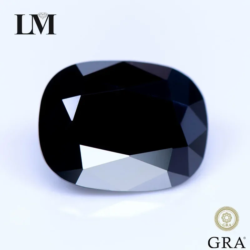 

Moissanite Stone Black Natural Color Cushion Cut Gemstone Lab Grow Diamond for DIY Charms Jewelry Making with GRA Certificate