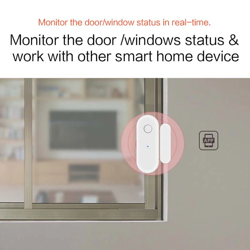 Tuya Smart WiFi Door Sensor Open Close Detector Smart Life App Control Notification Compatible with Alexa Google Home