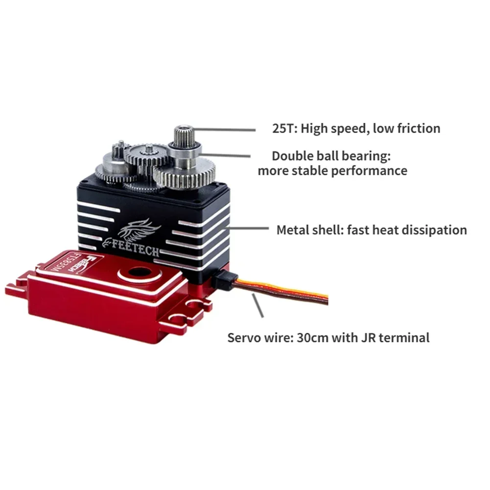 Feetech FT5835M Servo digitale 7.4V 35KG 180 gradi ad alta velocità grande coppia ingranaggio in metallo 25T braccio per RC Baja Car Boat braccio Robot fai da te