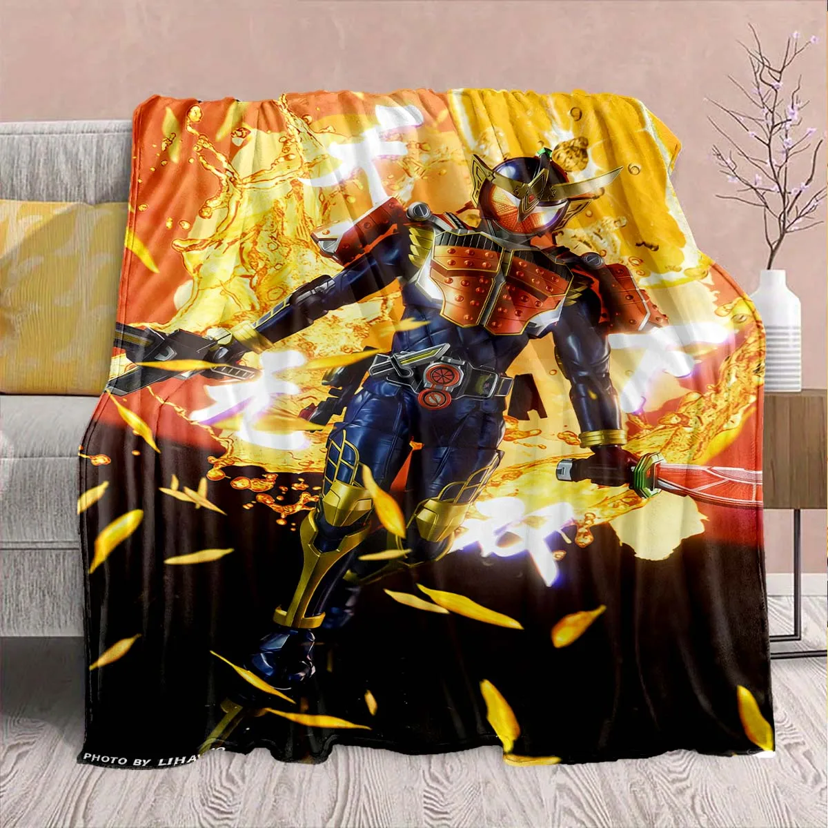Kamen Rider Anime Flannel Blanket – Soft, Warm, Perfect for Sofas, Bedding, Camping, Travel, Office, and Home Decor – QJY
