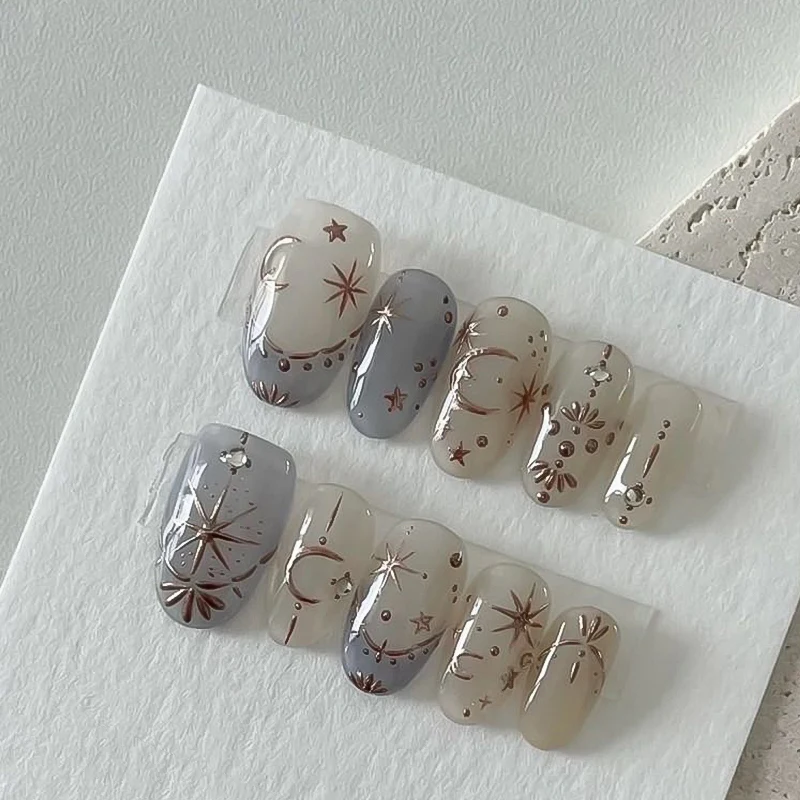 1 قطعة ثلاثية الأبعاد القمر ستار مسمار الفن ملصق الذهب الشمس/القمر/نجمة البرنز مسمار ملصقات بمادة لاصقة تأثير معدني بريق المنزلق الشارات #5