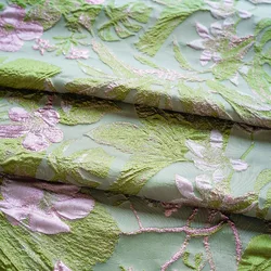 Gold Silk Yarn-dyed Jacquard Fabric Cyan Pink Pleated Women's Dress Spring Autumn Shirt Pillow Fashion Design Sewing Cloth Soft