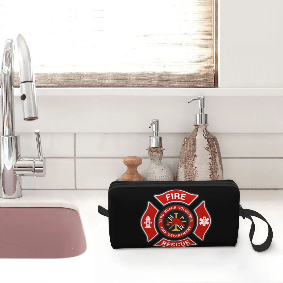 Fire Rescue Firefighter Cosmetic Bag Women Fashion Large Capacity Makeup Case Beauty Storage Toiletry Bags