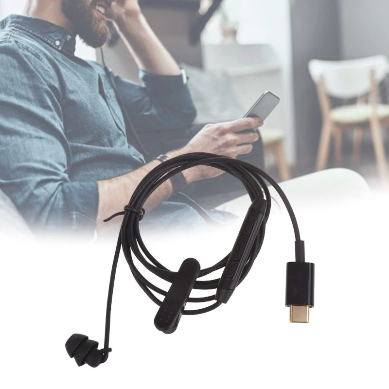 Auriculares intrauditivos estéreo con cable USB tipo C lado con Control línea y micrófono para teléfono