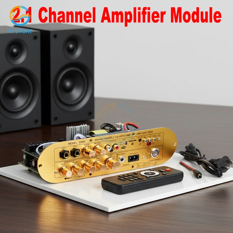 لوحة مضخم صوت بلوتوث 2.1CH عالية الطاقة D900 50 وات + 50 وات + 100 وات مع AUX/USB/TF/MIC لنظام الصوت المنزلي ومضخم الصوت