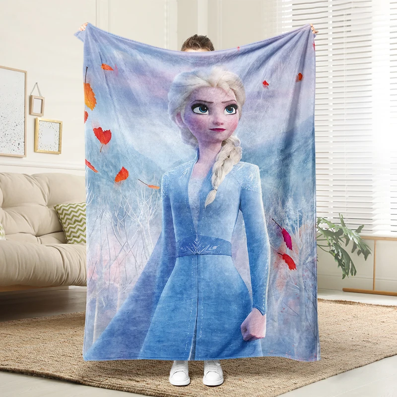 

Disney Frozen Elsa Blanket Soft Flannel Throw Warm Plush Sofa Bed Cover Princess Style Home Decor Gift for Girls