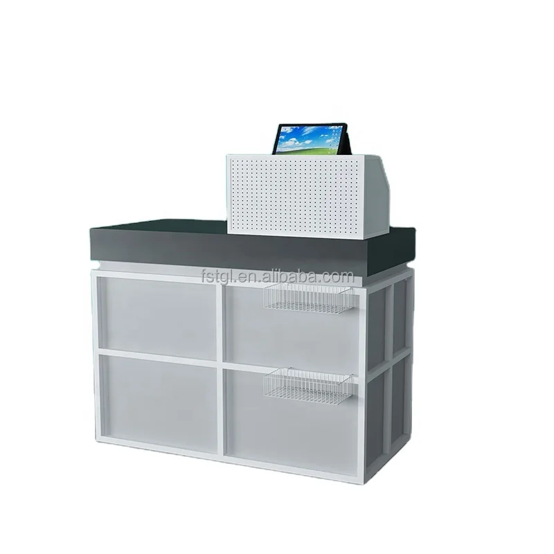 (customized)Cashier Desk Table Reception Cash Durable Equipment Steel Supermarket Checkout Counters Carton Stainless St