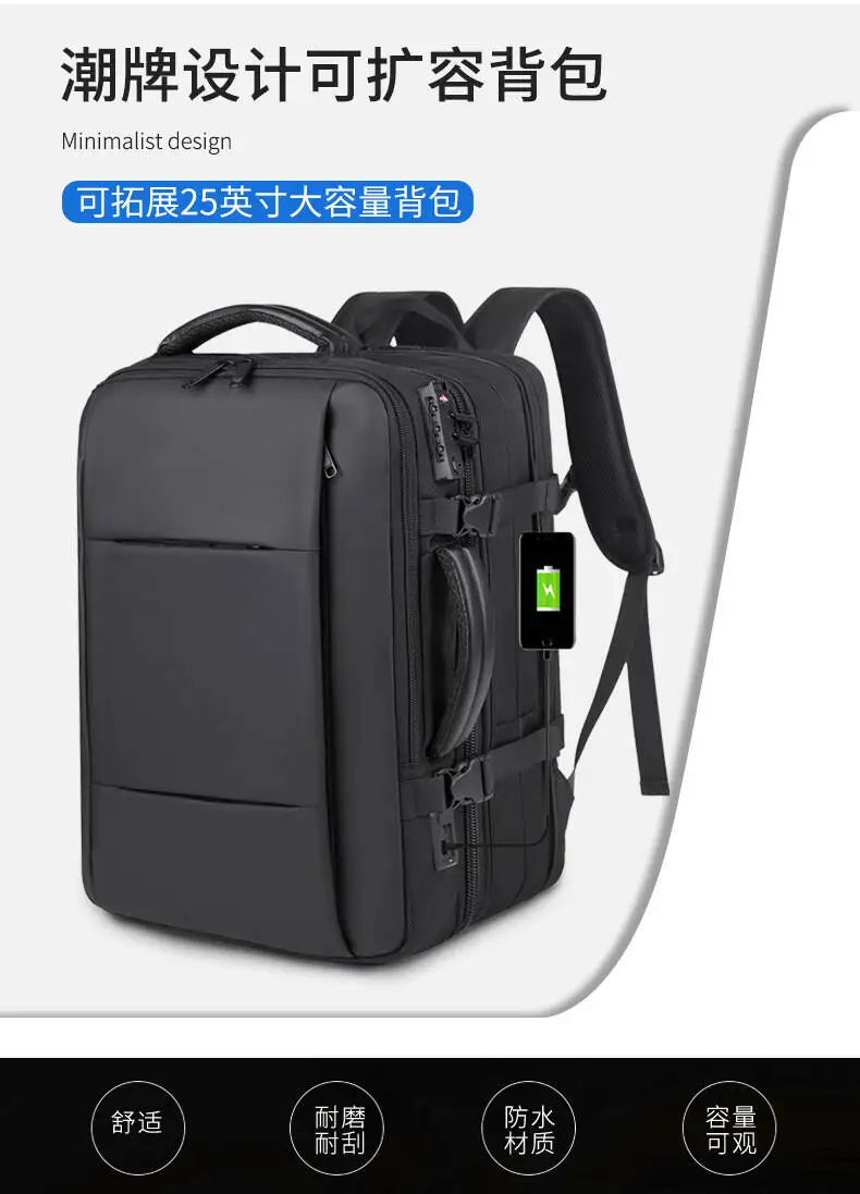 Classic Travel Backpack Men Business Backpack School Expandable USB Bag Large Capacity Laptop Waterproof Fashion Backpacks