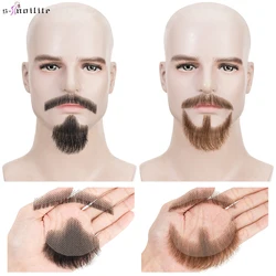 S-noilite Men Beard 0.5g Men Hair Natural Hair Human Male Replacement System Hand Single Knot Lace Hairpiece Invisible Extension