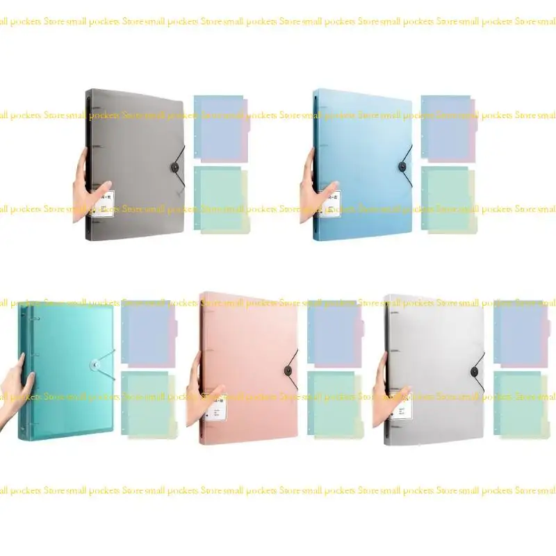 R1WD Letter Size 4 Rings Binder Hold 220Sheets Elastic String Closure for Office School Document Storage Organizers