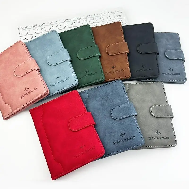 Dompet Paspor Kulit Anti Air, Tempat Kartu Kredit, Lucu, Untuk Wanita/Pria, Penutup Paspor Dengan Gesper