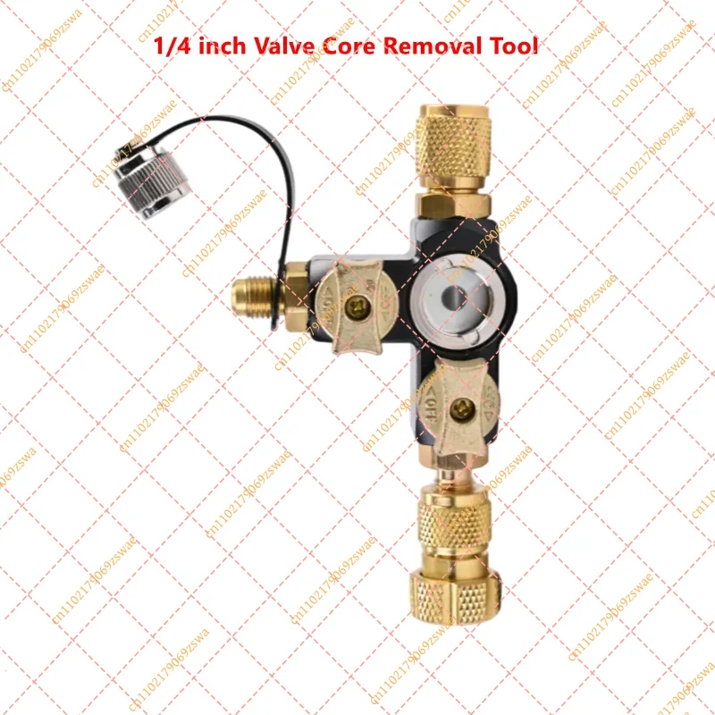 1/4 Inch Valve Core Removal Tool with Sight Glass, Dual Valve HVAC Wrench for Mini Split Systems