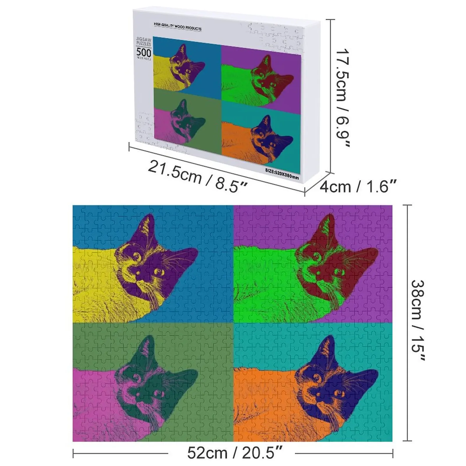 Andy Warhol Style Cat Art Jigsaw Puzzle Toys For Children Children Personalized Gift Married Puzzle