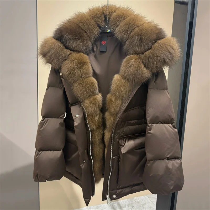 women's winter down jacket 2026 new detachable fox fur collar women's down coat High quality goose down filled warm thick coat
