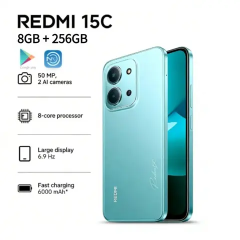 2026 new REDMI 15C Global Edition Redmi 15C 5G 8+256GB Smartphone: Ultra-slim 6000mAh smartphone with long battery life