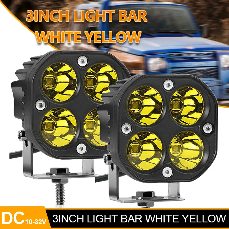 

3 Inch LED Work Light 12V 24V White Yellow Auxiliary Fog Light For Off Road 4x4 Truck SUV ATV UTV Tricycle 3 Wheeler E-bike