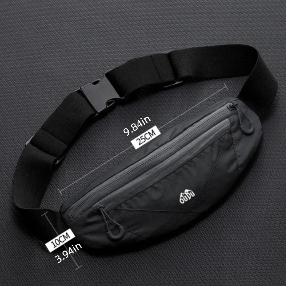 Ultra-Thin Sports Waist Bag Double Zipper Pocket Waterproof Mobile Phone Waist Bag Adjustable 7-Inch Size Running Waist Bag