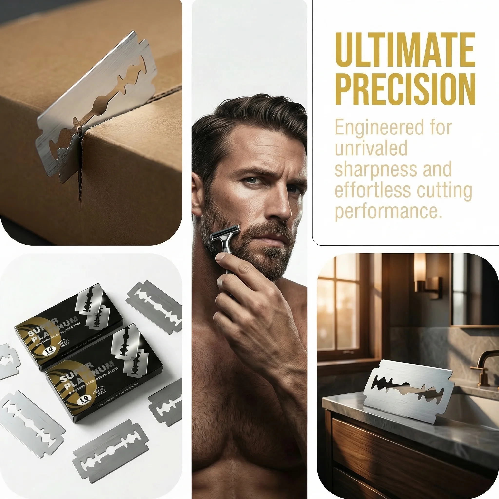 10/20/50/100Pcs Double Edge Stainless Steel Razor Blades - Platinum Coated, Smooth Shaving, Replacement Blades for Safety Razors