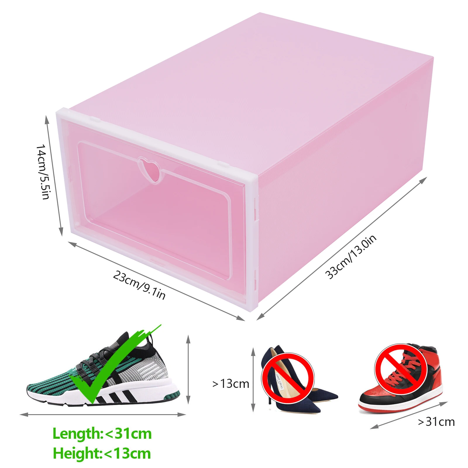 20er-Pack Transparente Schuhboxen, Harte Kunststoff-Schuhbox mit Deckel, Stapelbare Kunststoff-Schuhbox für Flache Schuhe, Sportschuhe, Farbig – Detail 7