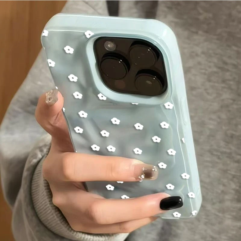 Cute Ditsy Floral White Flower 3D Phone Case for iPhone 17 16 15 Plus 14 Pro 13 12 11 Pro Max 17 Air Soft TPU Shockproof Cover view 5