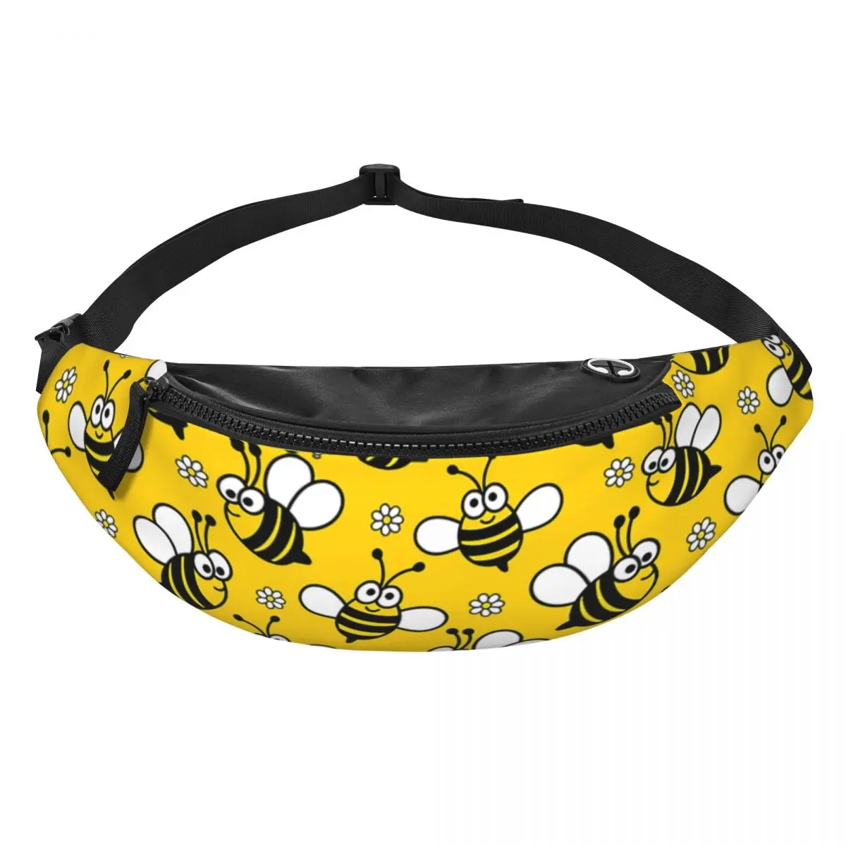 Custom Bee Lovers Flower Fanny Pack Men Women Cool Crossbody Waist Bag for Running Phone Money Pouch