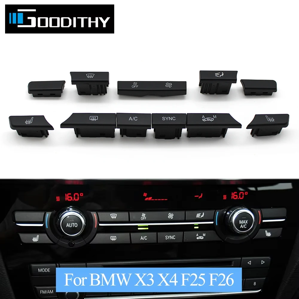 Dashboard Car Air Conditioning AC Button Venlitation Key Cap Repair Kit Replacement For BMW X3 F25 2014-2017 X4 F26 2013-2018