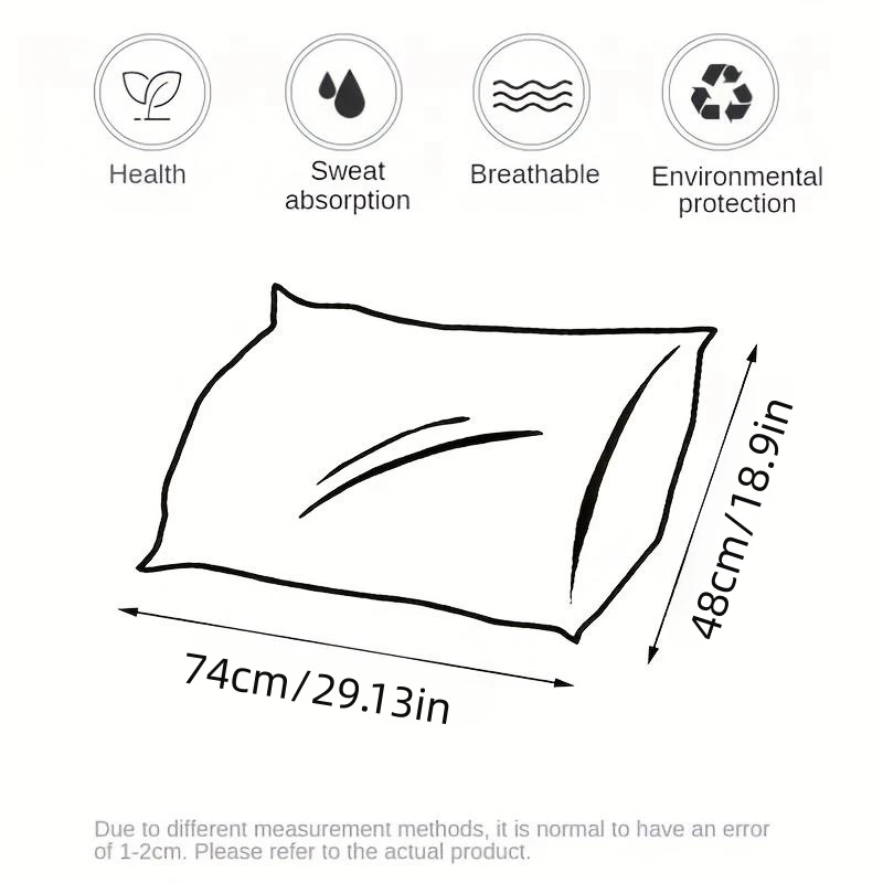 1pc Soft and Supportive White Pillow, Simple Polyester Rectangular Neck Pillow for Home and Hotel,18.9x29.13In