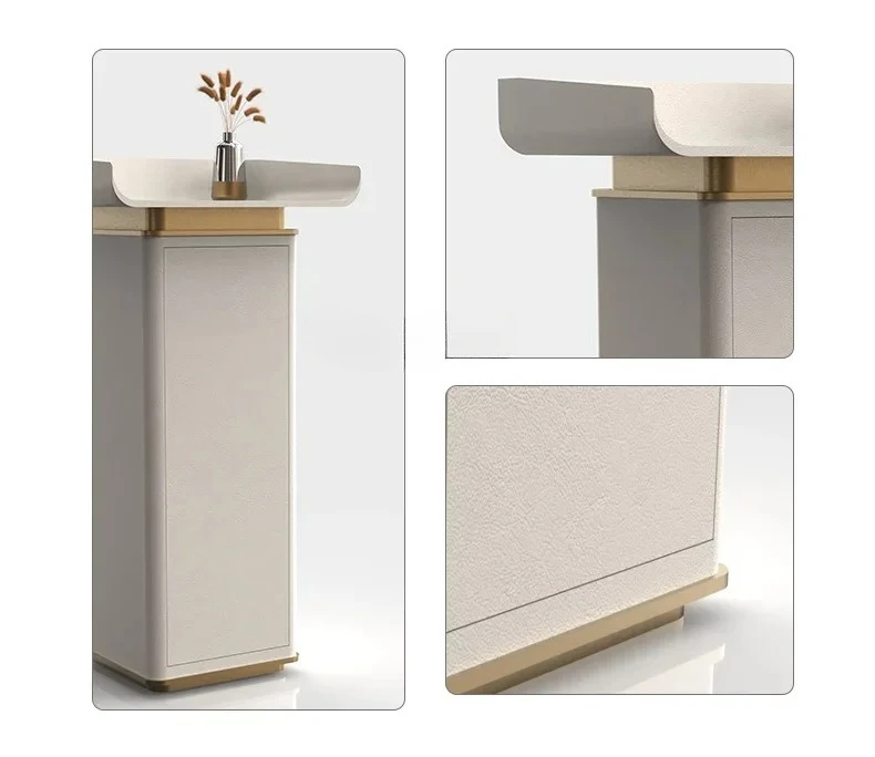 X18 Кожаный стол регистрации, легкая роскошная стойка регистрации компании, приветственная стойка, простая и современная информационная стойка