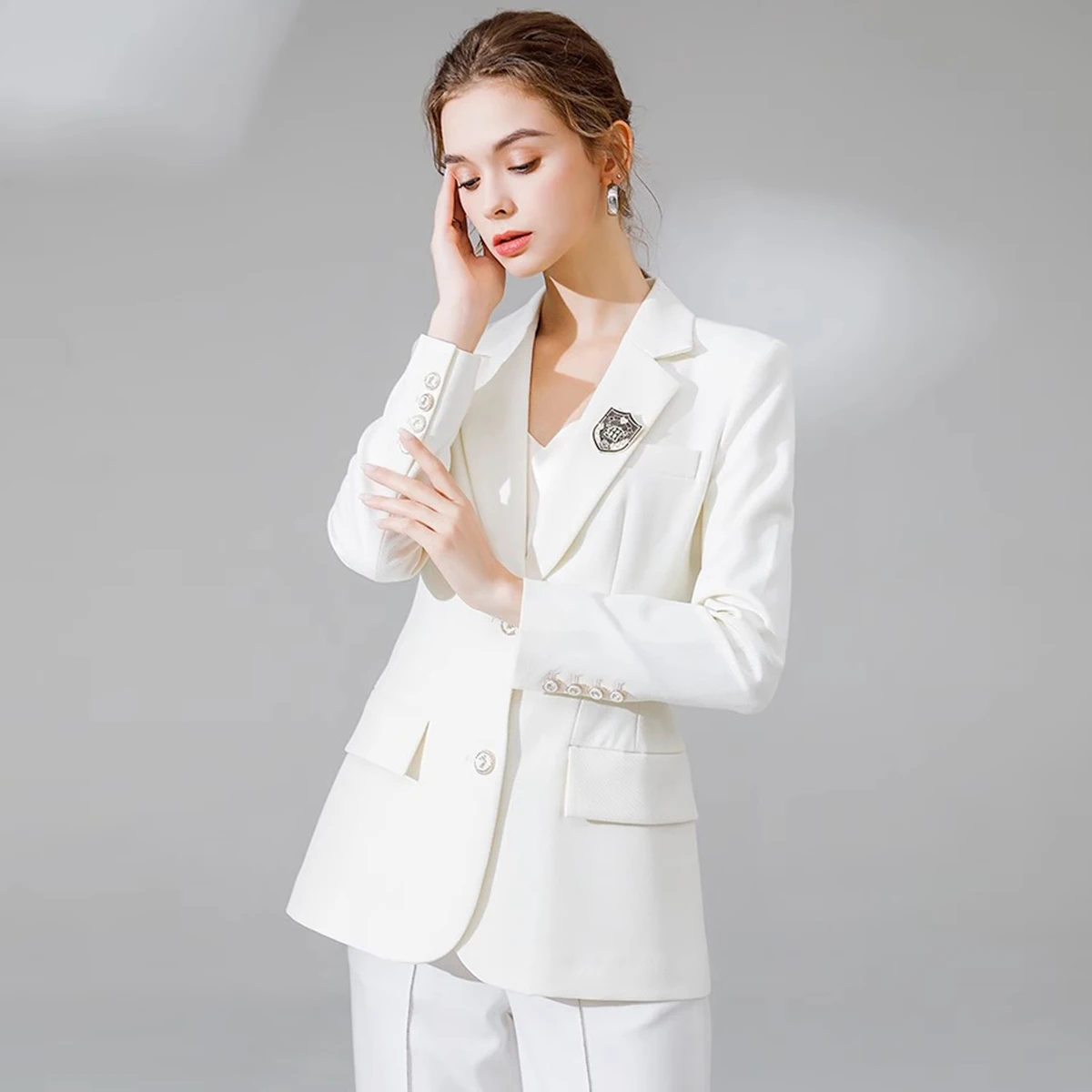 Ele Slim Fit Suit Jaet for Women Early Spring New Sle Waist Cinching Casual High End Feel Commute Sle Long Sve