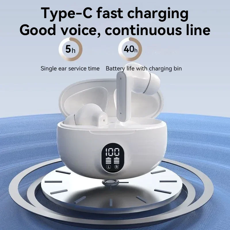 سماعات أذن لاسلكية TWS شاشة LED ذكية تعمل باللمس سماعة أذن HIFI صوت ستيريو متوافقة مع بلوتوث 5.3 لأجهزة Apple Xiaomi