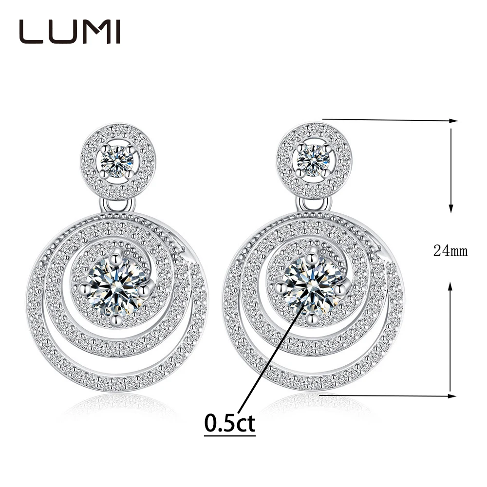 

Exquisite Full Moon S925 Silver Studs Earrings 0.5ct Moissanite Sparkle Diamonds for Women Beautiful Daily Wear Jewelry Gift