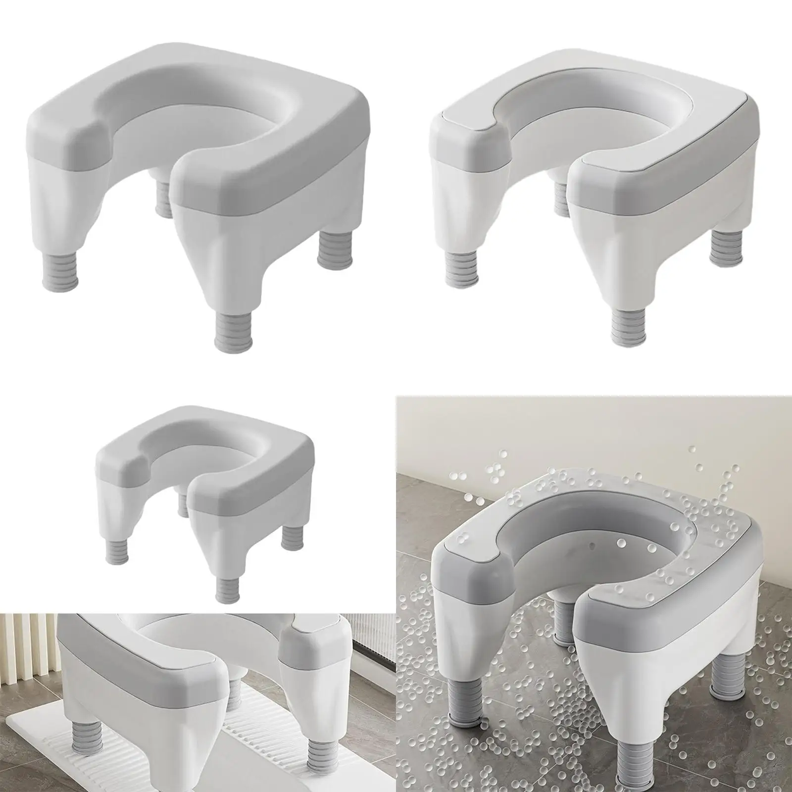 

Sturdy Bathroom Shower Chair Height Adjustable Commode Potty Seat Riser for Elderly Disabled Home Living Aid