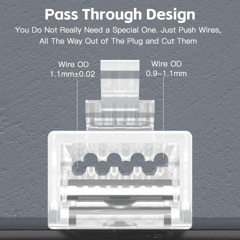 Cat6 Pass Through Shielded RJ45 Modular Plug Gold Plated 8P8C RJ45 Ends Network Connectors UTP STP For Solid Stranded Wires