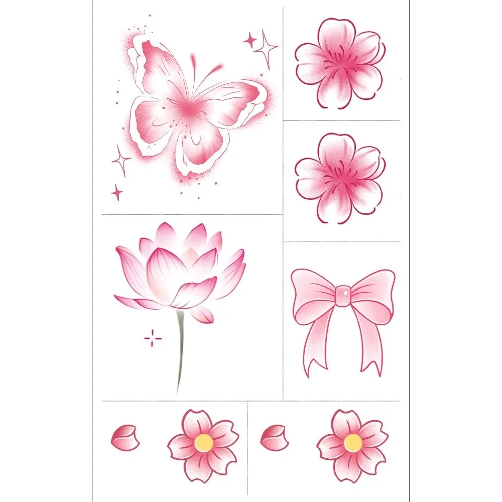 Waterproof Butterfly Temporary Tattoo Stickers Water Transfer Paper Floral Pattern Water Transfer Tattoos English Phrases