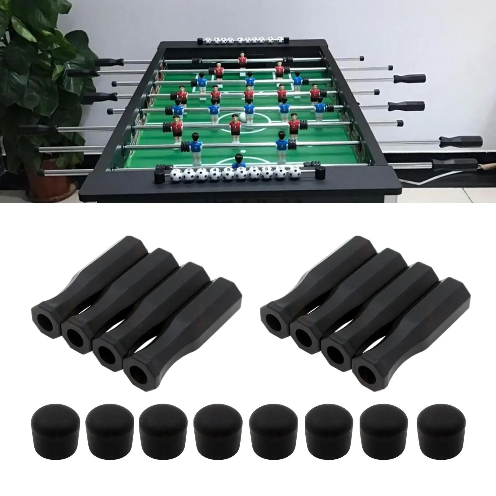 16x gagang oktagonal dan penutup meja sepak bola desain antiselip Foosball