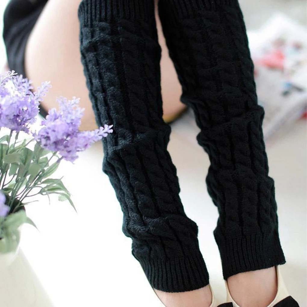 AcrylicFibers Legs Cozy With Ankle Knee Warmers Soft And Stretchy Chunky Cable Boot Cuffs Knit Socks