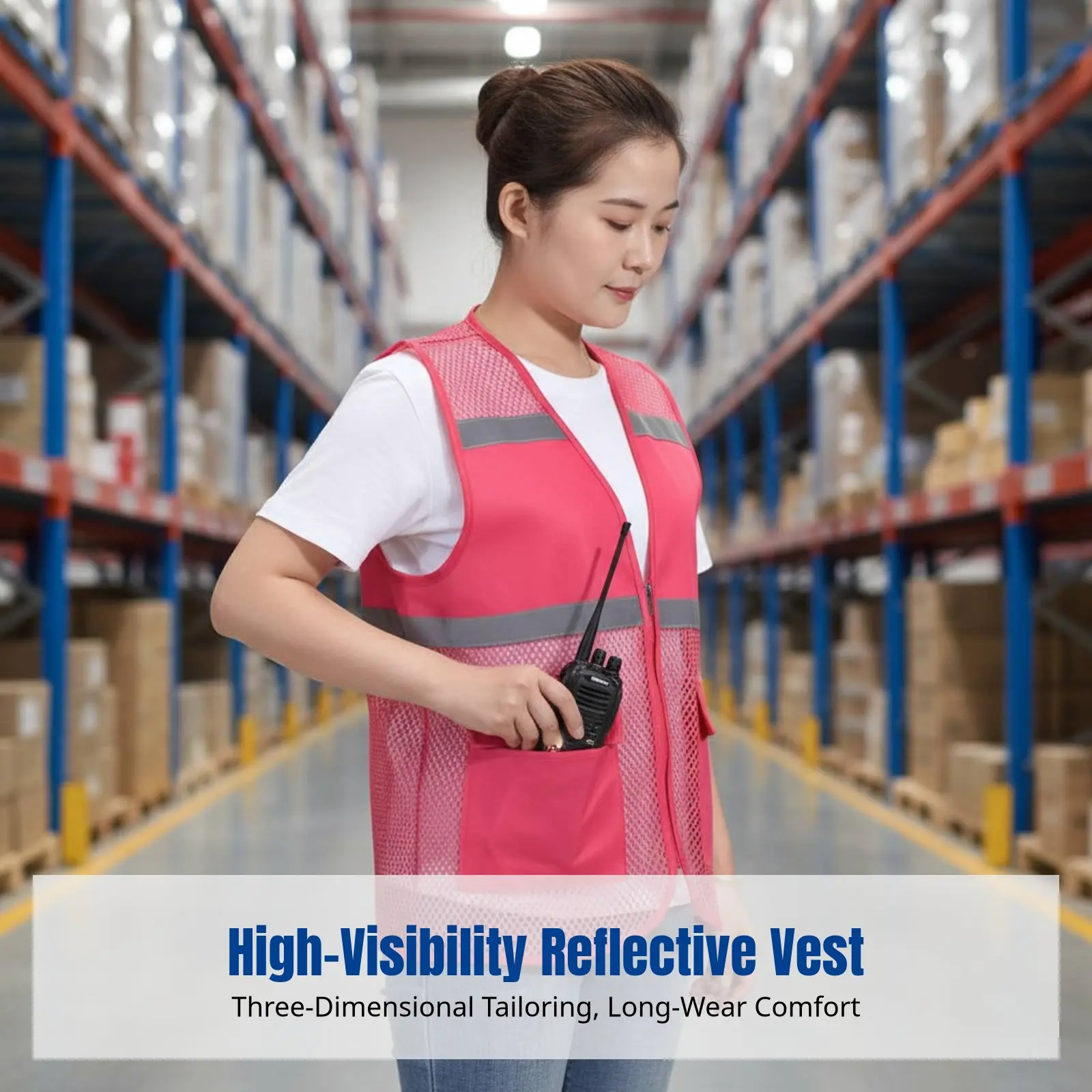 High Visibility Reflective Vest, Mesh Jacket for Workers, Night Fluorescent Safety Clothing, Multi-Pocket, Breathable, Cycling