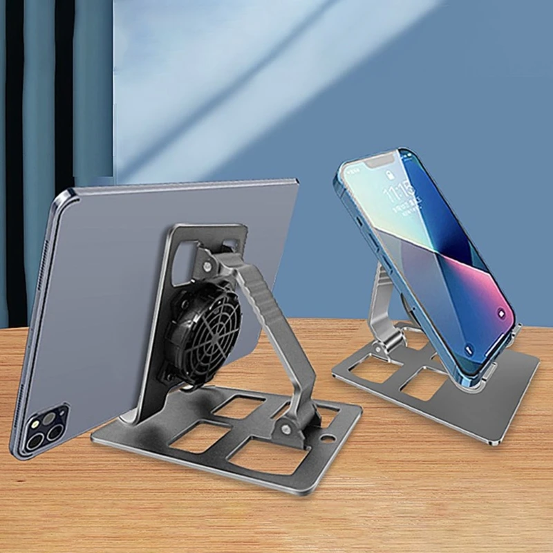 Cellphone Stand with Cooling Fan Desktop Phone Live Streaming Solution with Phone Cooling Fan,Adjustable Foldable