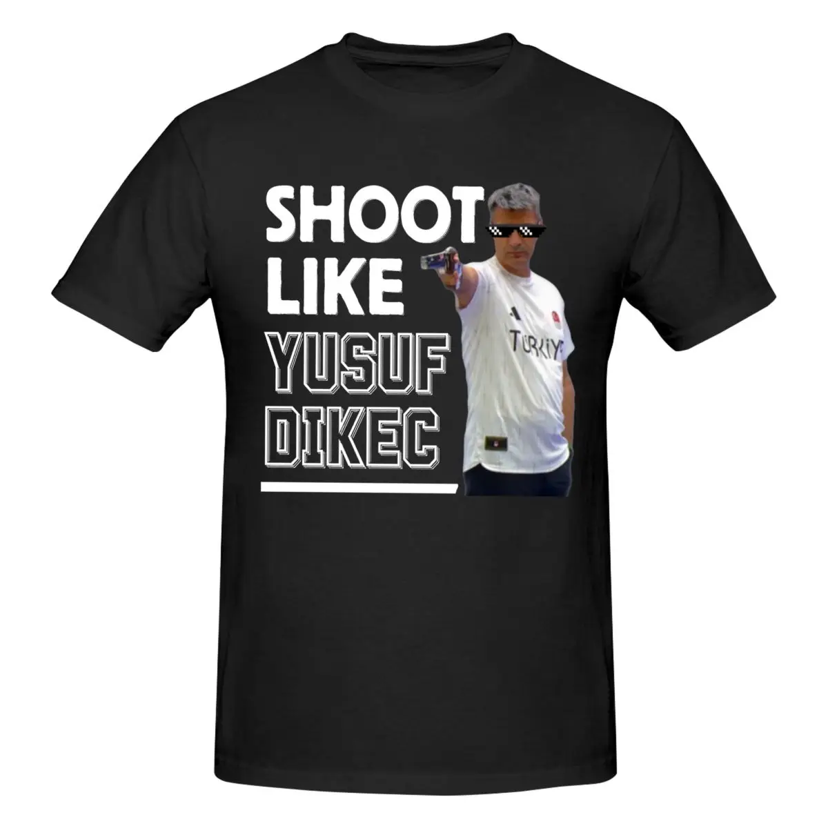 Men Funny Shoot Like Yusuf Dikec T Shirt Streetwear Oversized Cotton Sleeve Anime Shirt